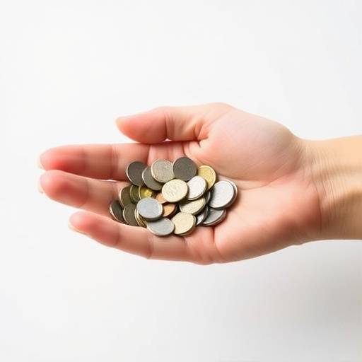 A hand sorting through coins, representing a simple decision-making framework for budgeting.