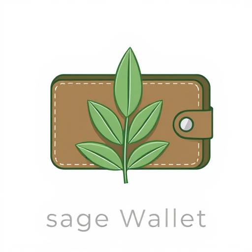 Logo of The Sage Wallet, a stylized open wallet with a sprig of sage coming out.